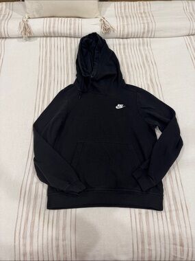 Nike Women’s Black Crewneck Hoodie with White Swoosh